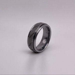 Triton 7MM Tungsten Carbide Ring - Diagonal Cut Center and Round Edge